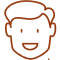 Smiling boy's face with simple line art style, representing pediatric orthodontic care.